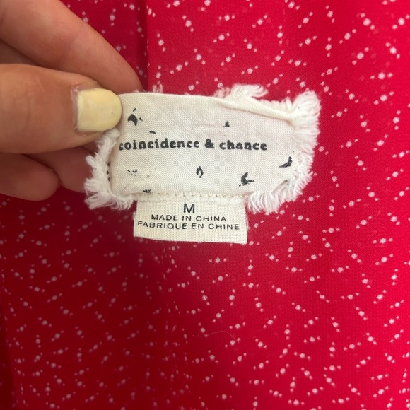 Nordstrom CoinCidence & Chance Red Long Sleeve Blouse Neck Tie Medium - Picture 5 of 5